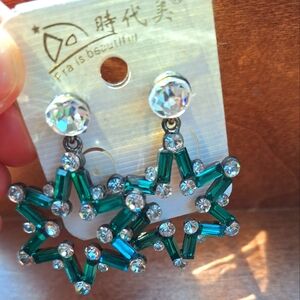 Green Star Statement Earrings